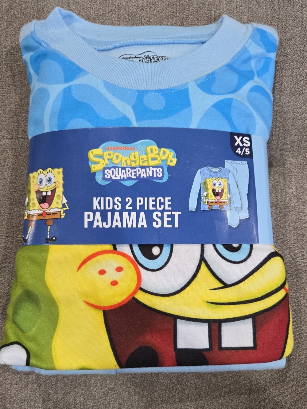 SpongeBob Squarepants Blue and Yellow Kids 2-Piece Pajama Set